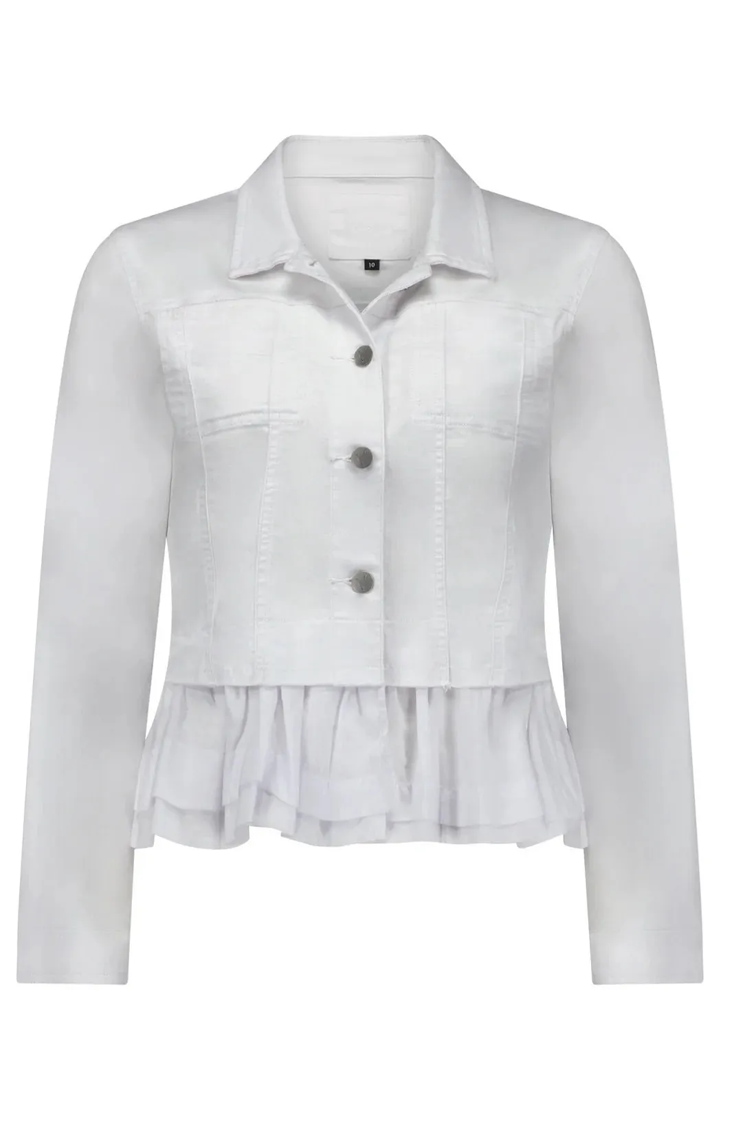 2091 - Jacket with Frill Hem White