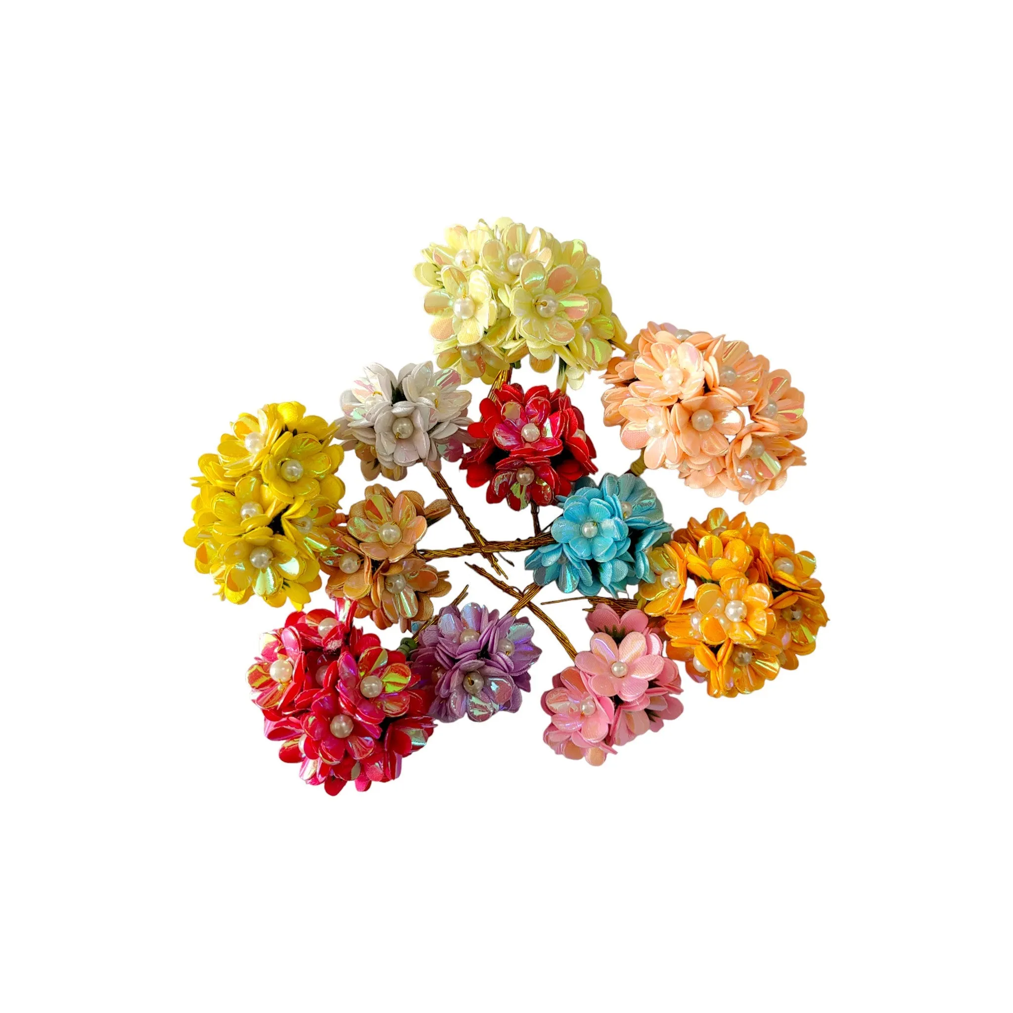 60 Pieces Small Rembo Fabric Craft and Decoration Flower for Craft Decor or Various Events - Design 138