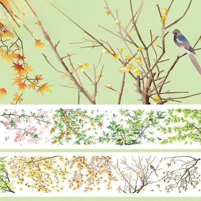 Antique Flower Decoration Design Washi Tape