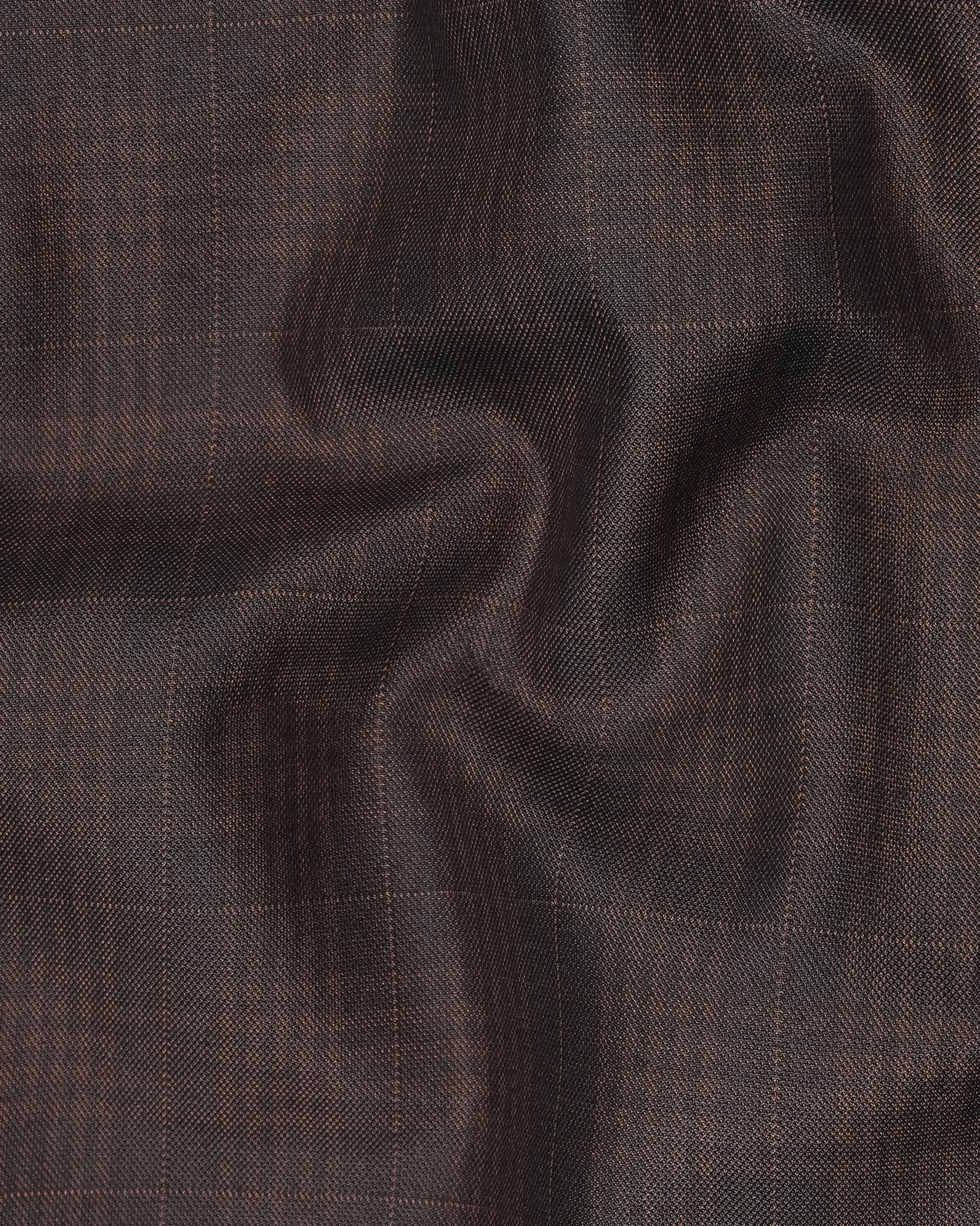 Birch Brown Plaid Cross Placket Bandhgala Blazer