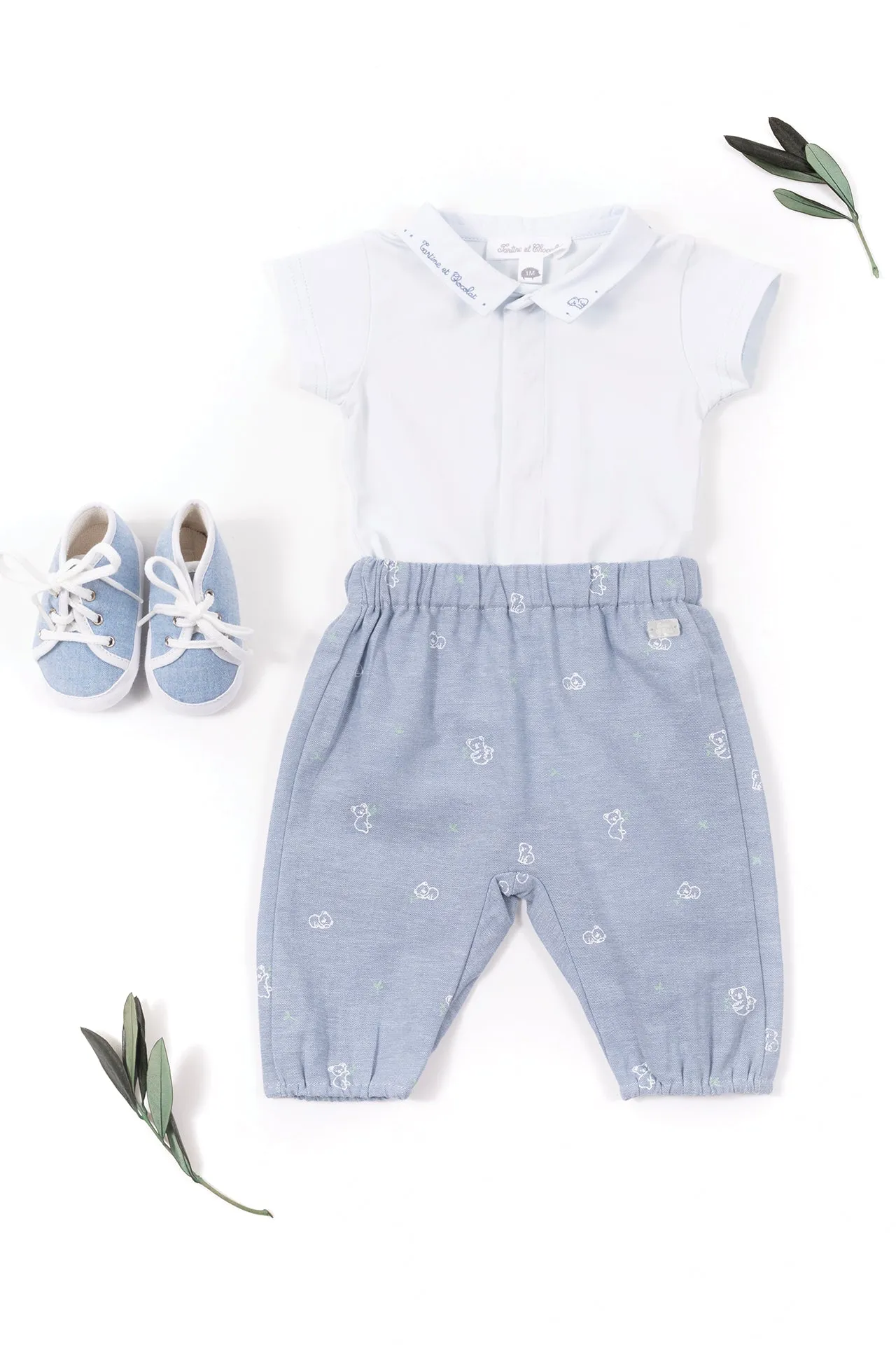 Bodysuit - Blue Embroidery Bear