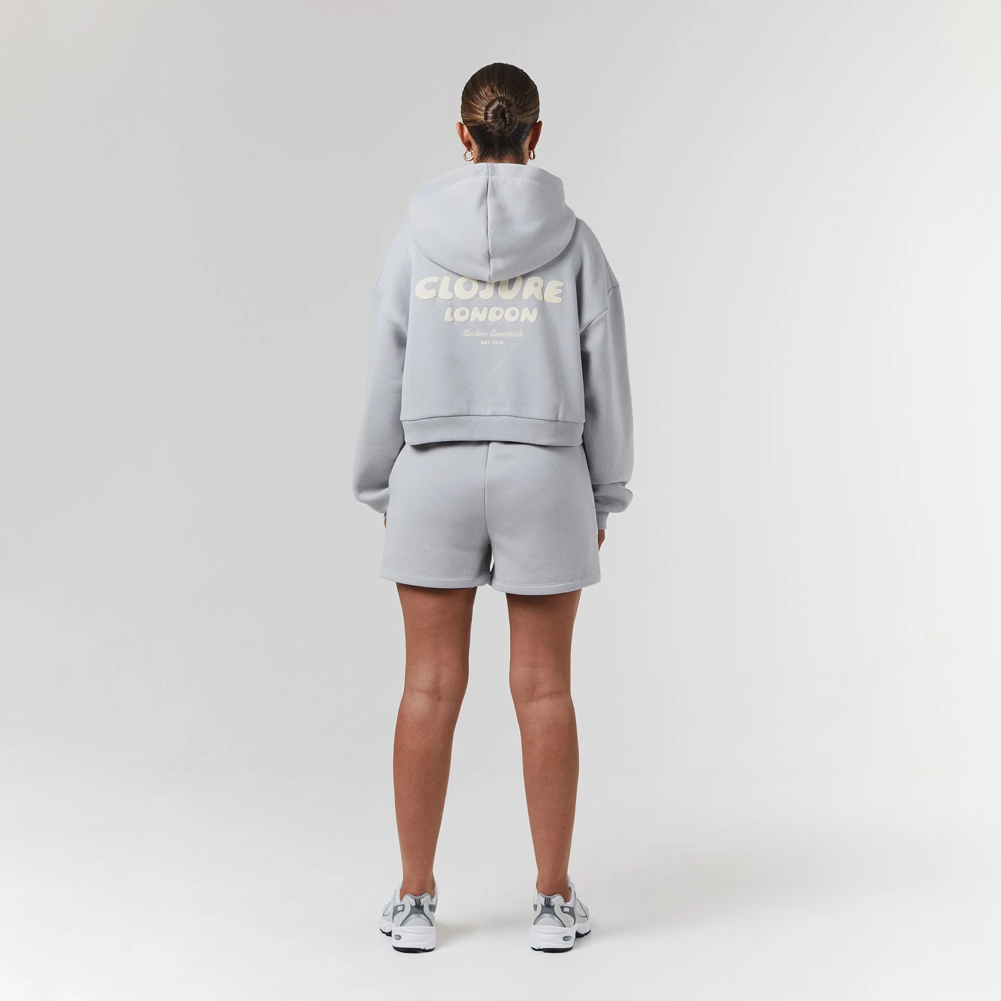 Bubble Logo Print FZ Hood Twinset | Ice Grey