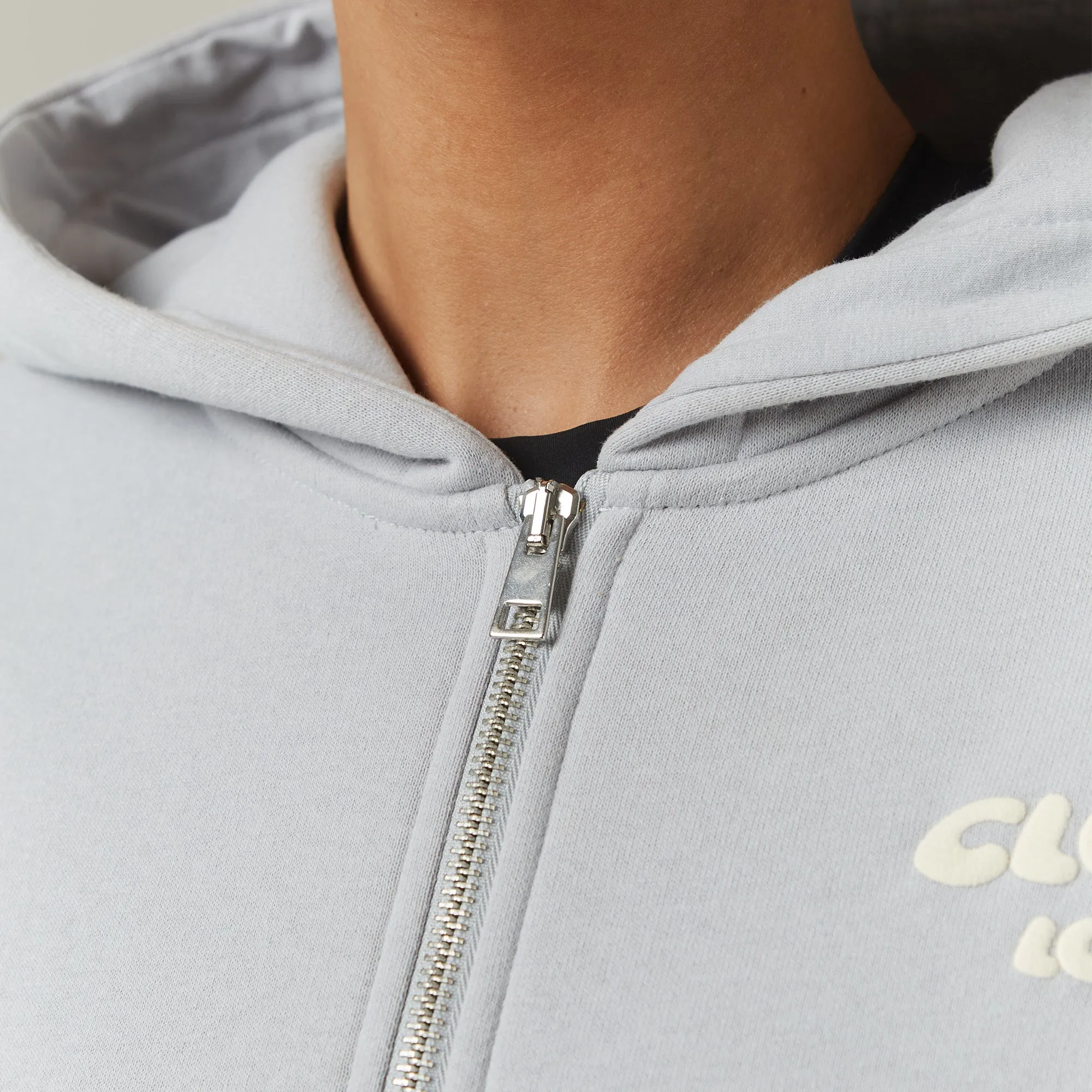 Bubble Logo Print FZ Hood Twinset | Ice Grey