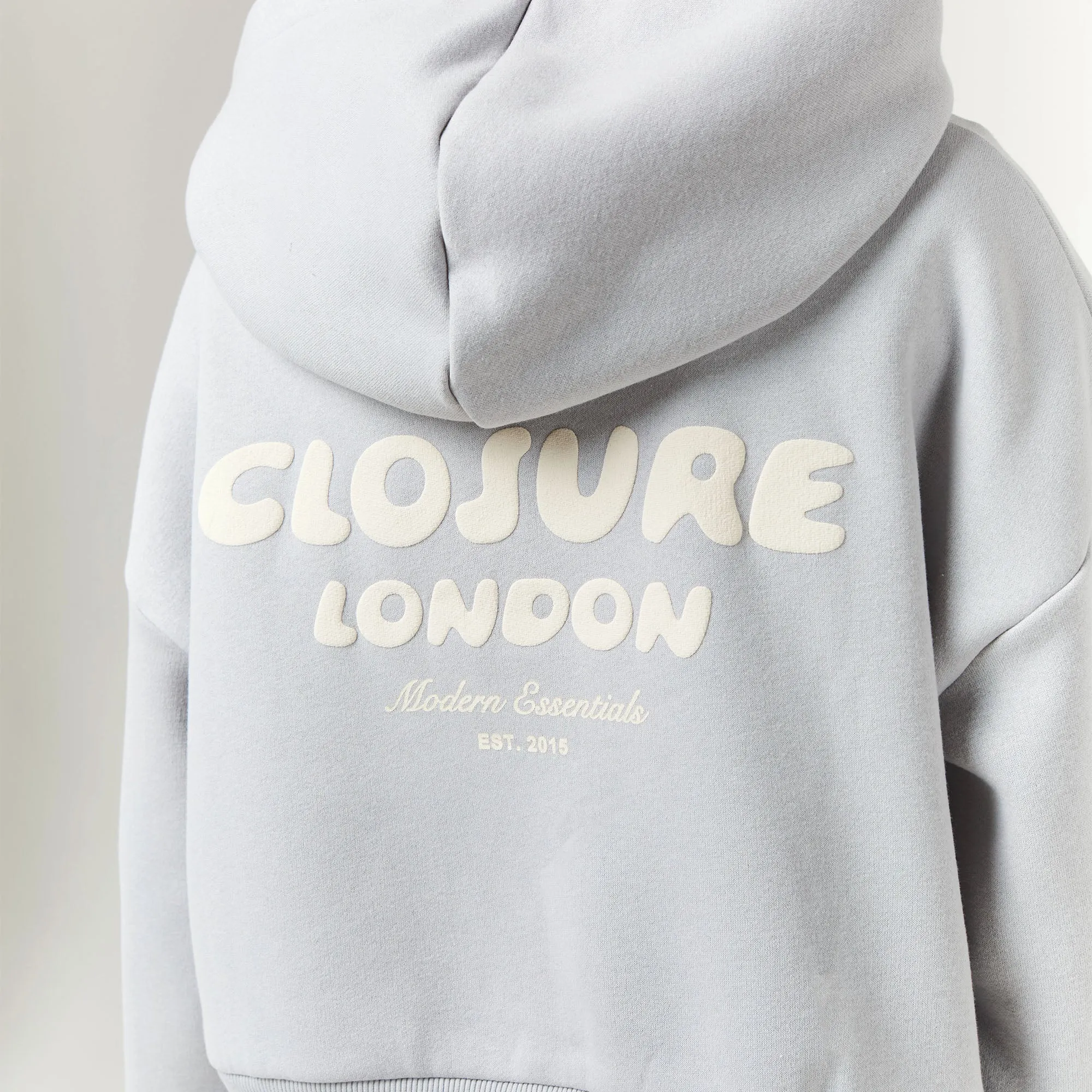 Bubble Logo Print FZ Hood Twinset | Ice Grey