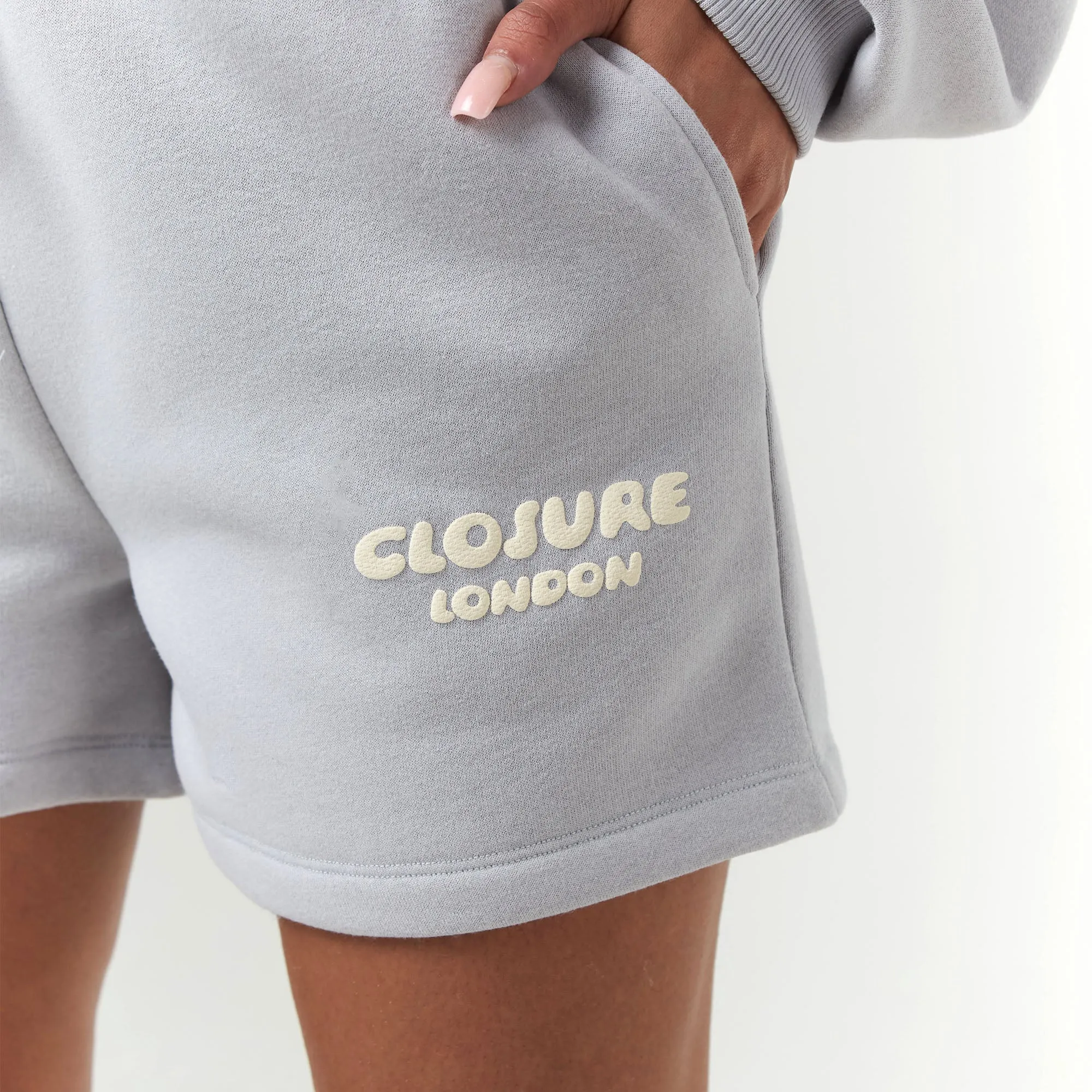 Bubble Logo Print FZ Hood Twinset | Ice Grey