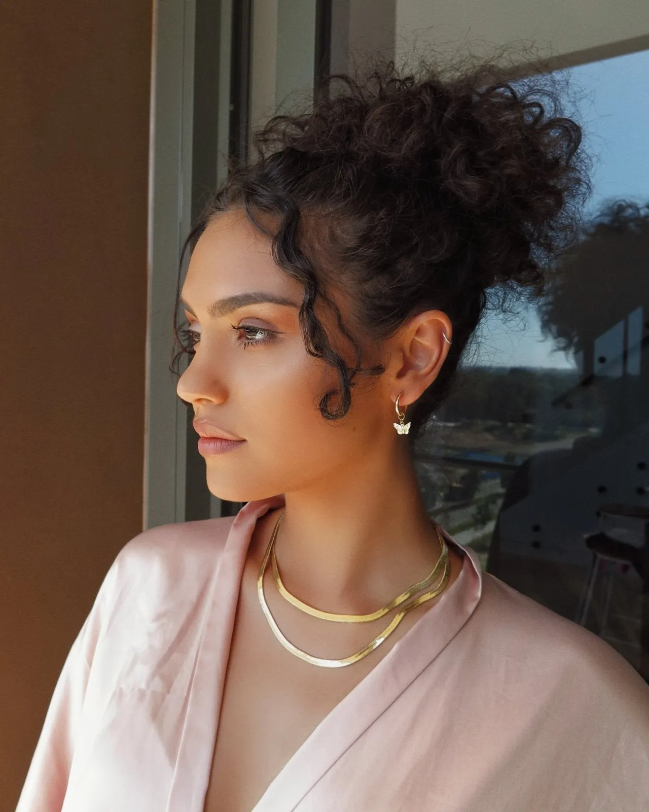 Butterfly Thick Hoop Earrings  - 14k Yellow Gold Fill