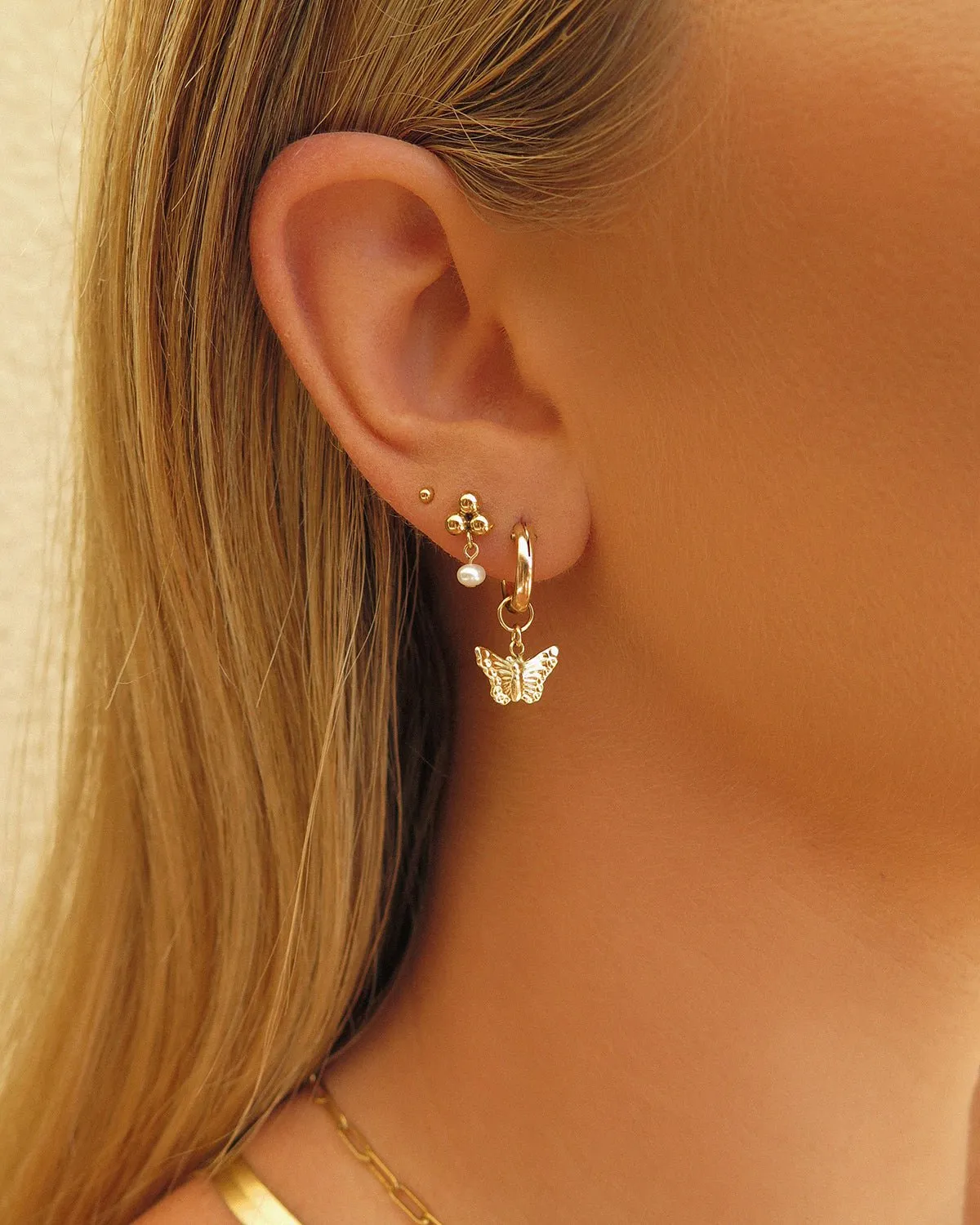 Butterfly Thick Hoop Earrings  - 14k Yellow Gold Fill