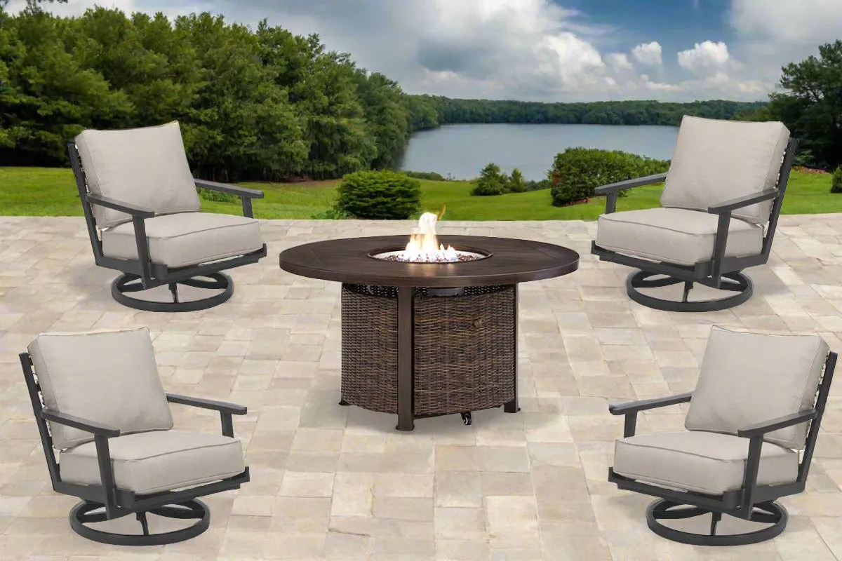 Coronado Outdoor 5pc Firepit Chat Set (Firepit  4 Swivel Rockers)