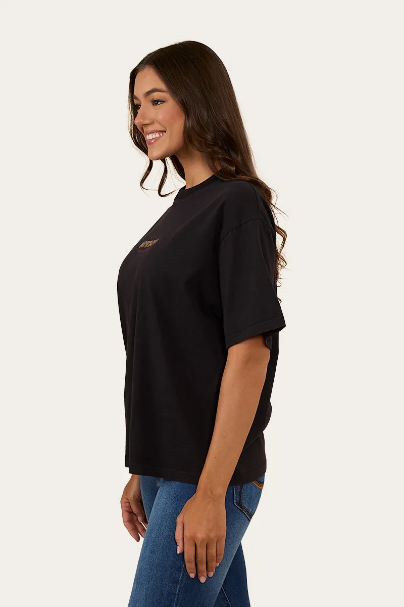 Cowboys Only Womens Oversized T-Shirt -Washed Black