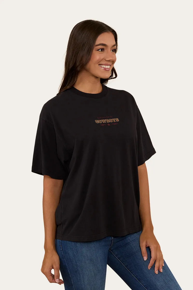 Cowboys Only Womens Oversized T-Shirt -Washed Black