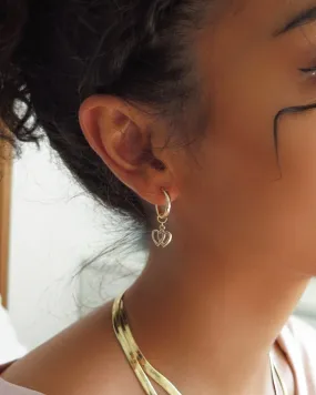 Double Heart Thick Hoop Earrings  - 14k Yellow Gold Fill