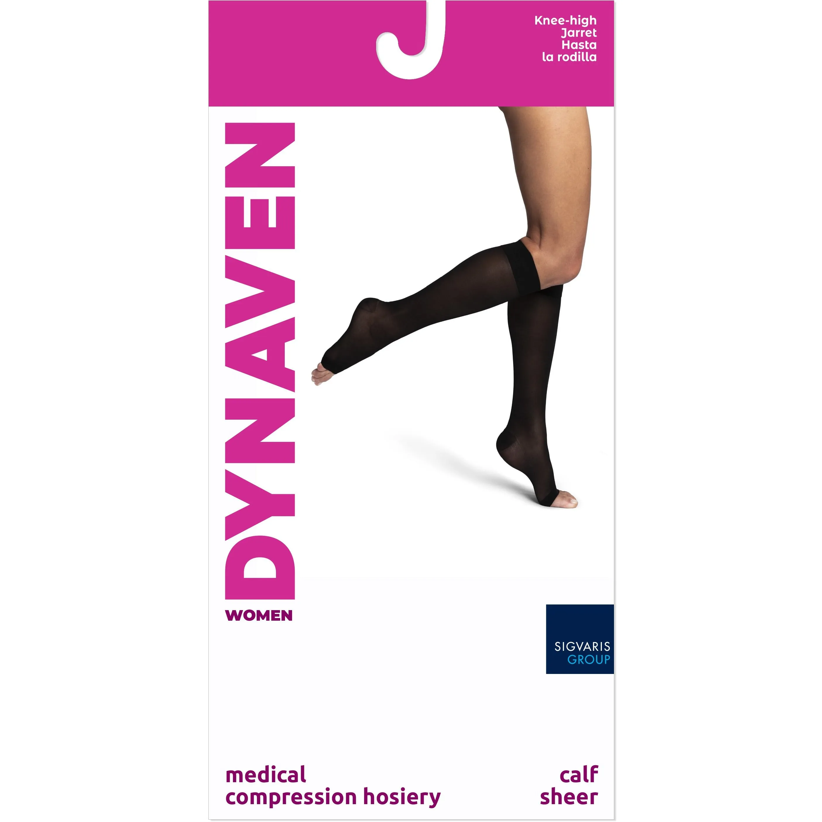 Dynaven Sheer Women's Knee High 20-30 mmHg, Open Toe