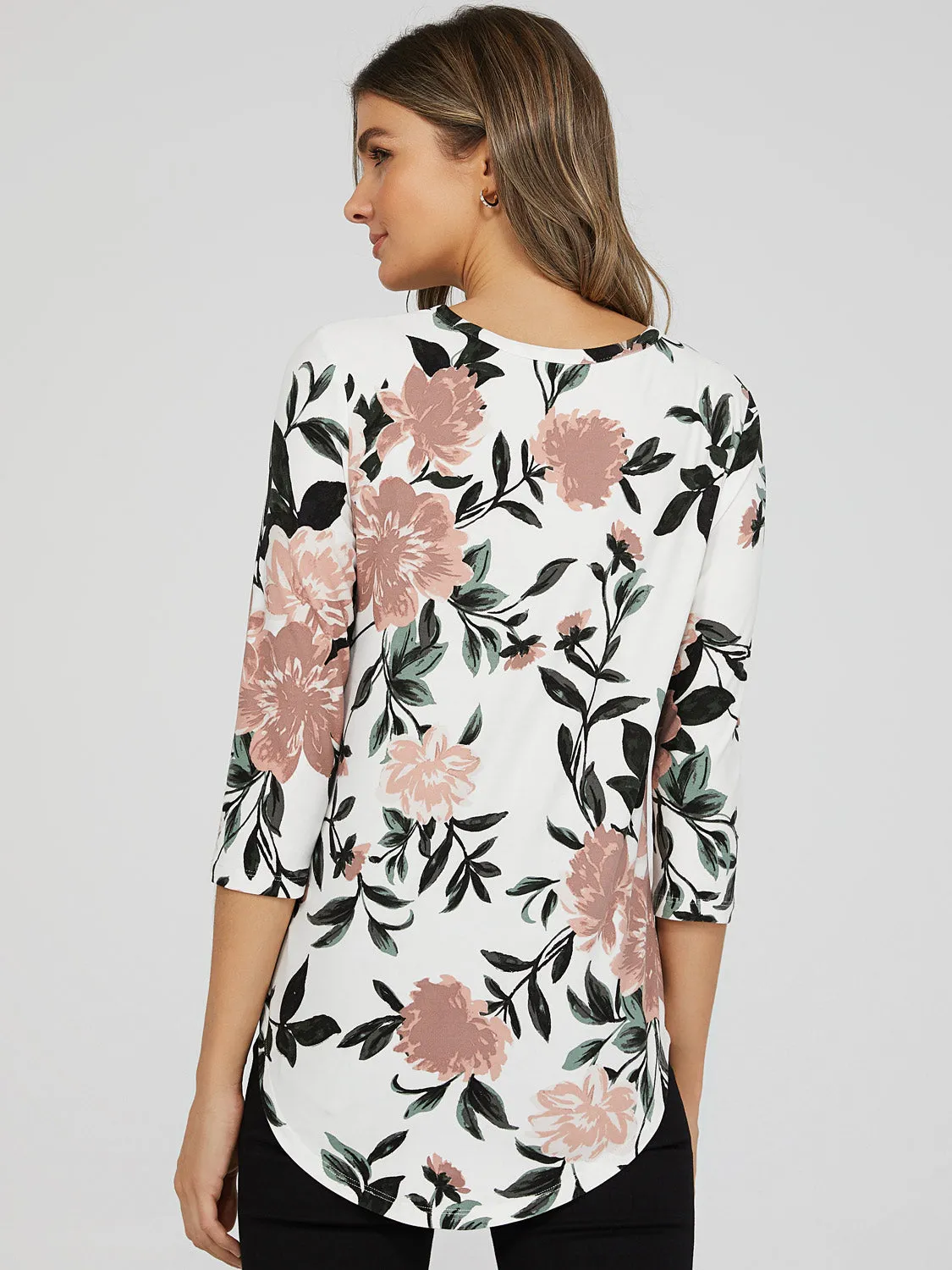 Floral Print Crew Neck Top