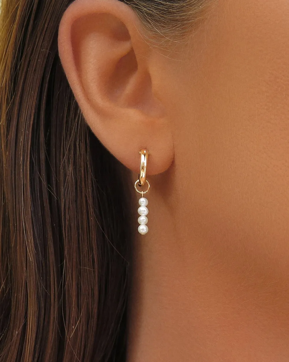 Freshwater Pearl Bar Thick Hoop Earrings