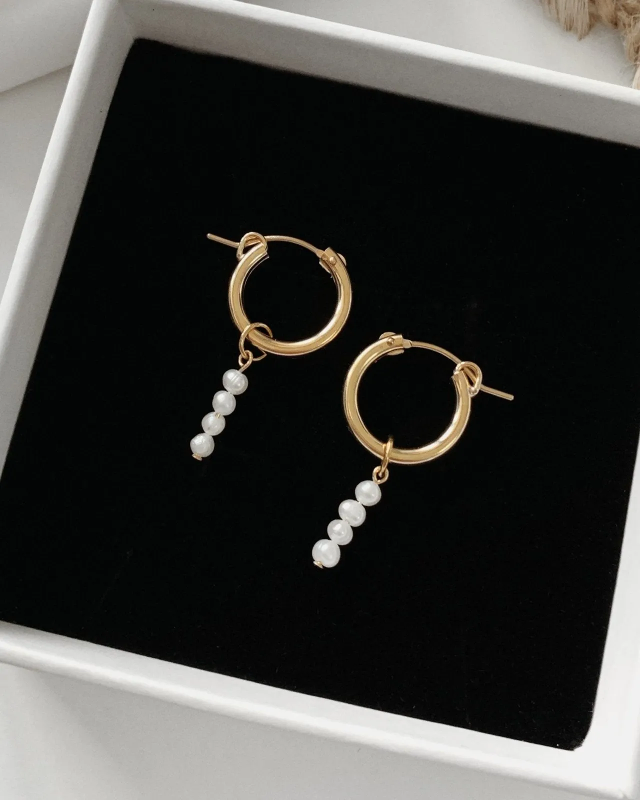 Freshwater Pearl Bar Thick Hoop Earrings