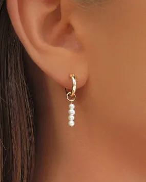 Freshwater Pearl Bar Thick Hoop Earrings
