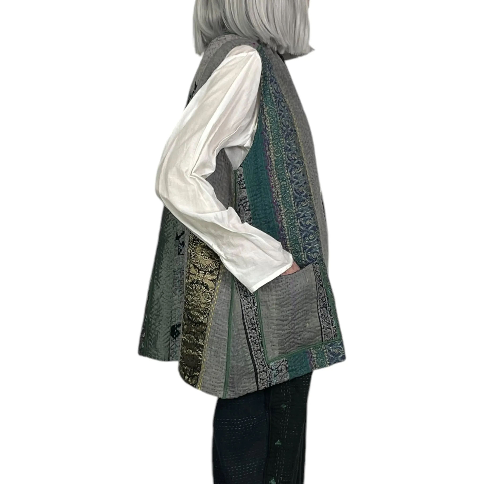 JEWEL WOVEN SHORT KIMONO VEST