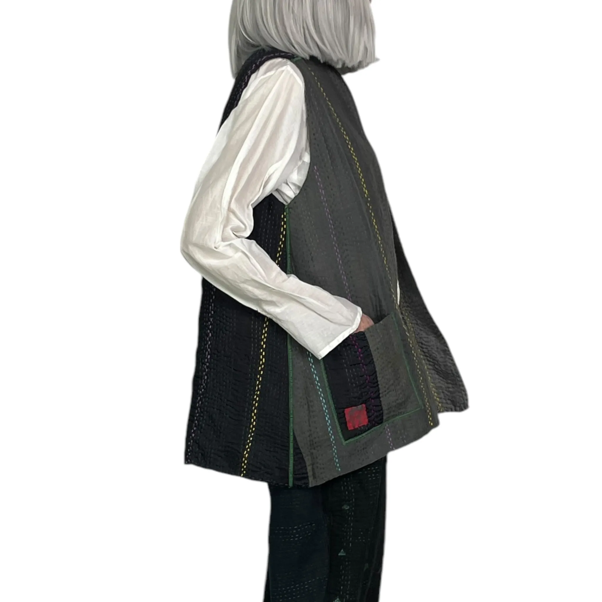 JEWEL WOVEN SHORT KIMONO VEST