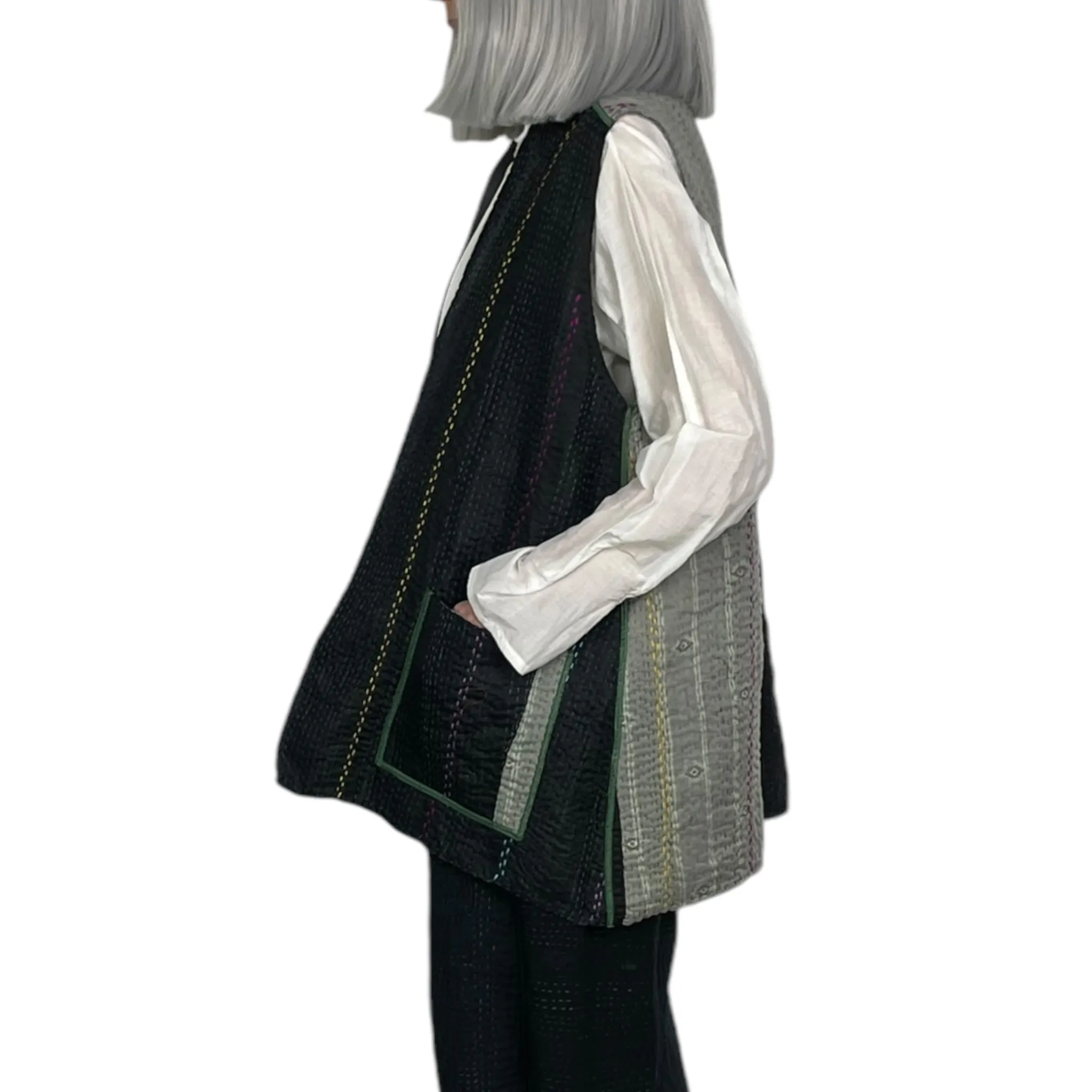 JEWEL WOVEN SHORT KIMONO VEST