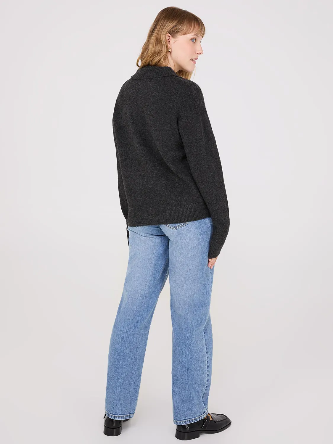 Johnny Collar Long Sleeve Sweater