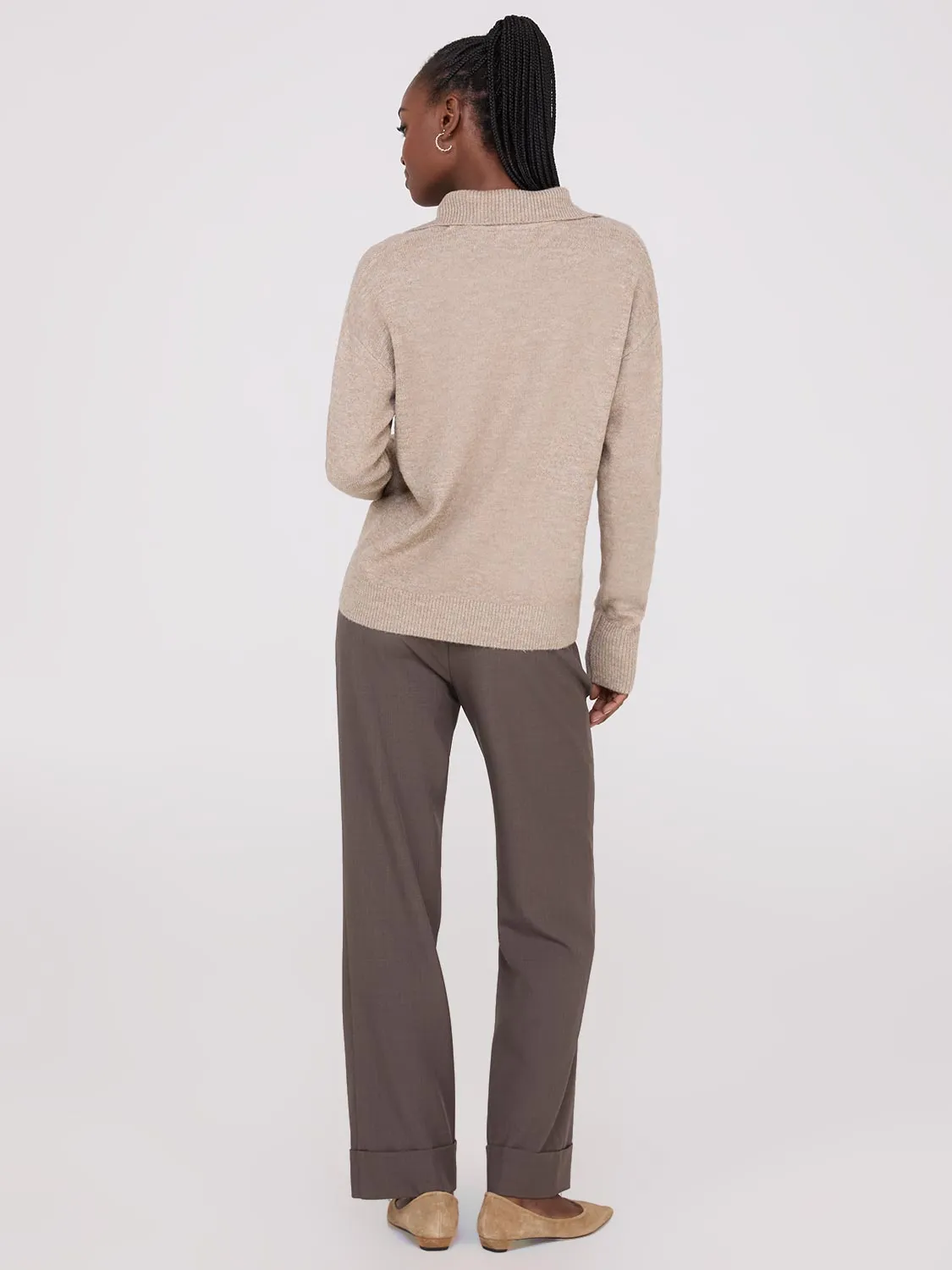 Johnny Collar Long Sleeve Sweater