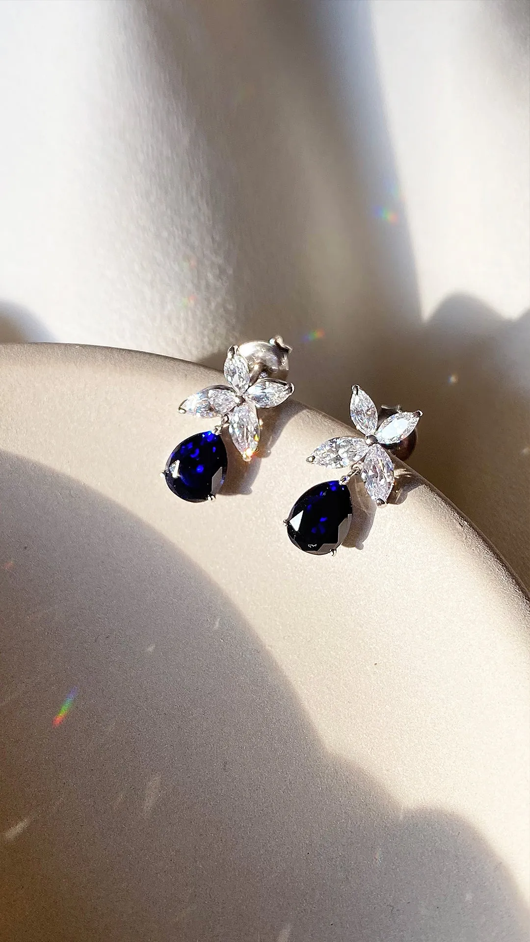 Lacey Pear Drop Earrings White Gold Plated