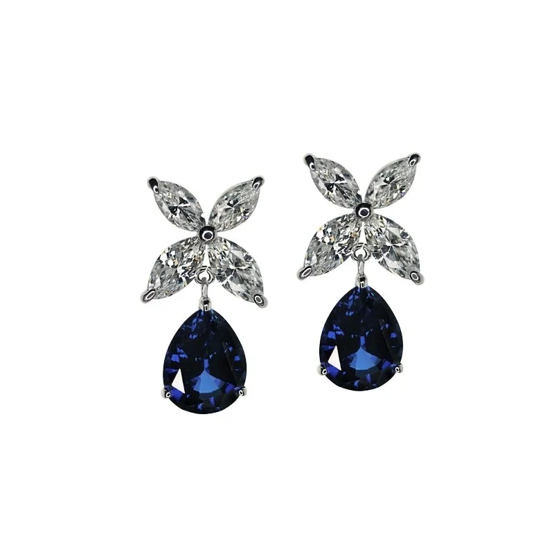 Lacey Pear Drop Earrings White Gold Plated
