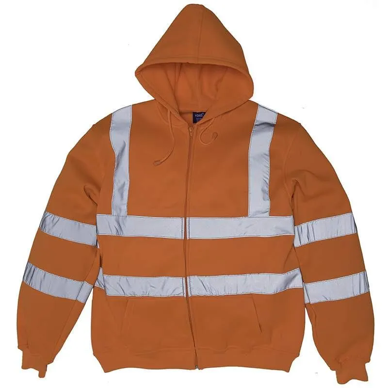 Men's Hi Visibility Zipped Hooded Sweatshirt