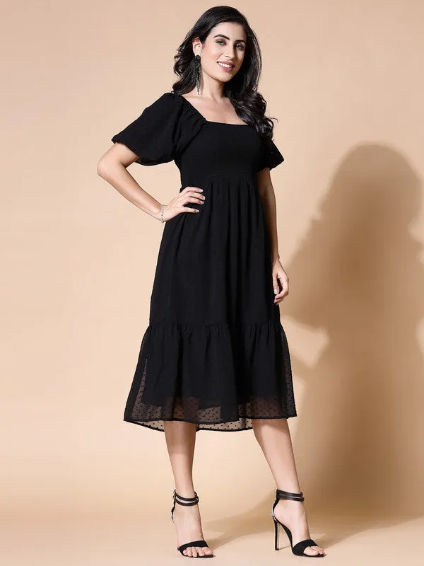 Odour Free Midi Dress U Neck For Women