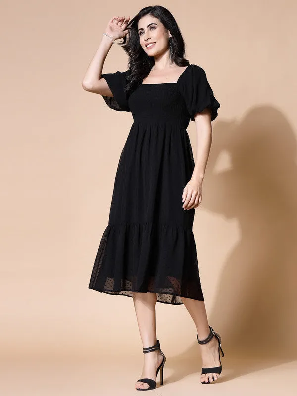 Odour Free Midi Dress U Neck For Women