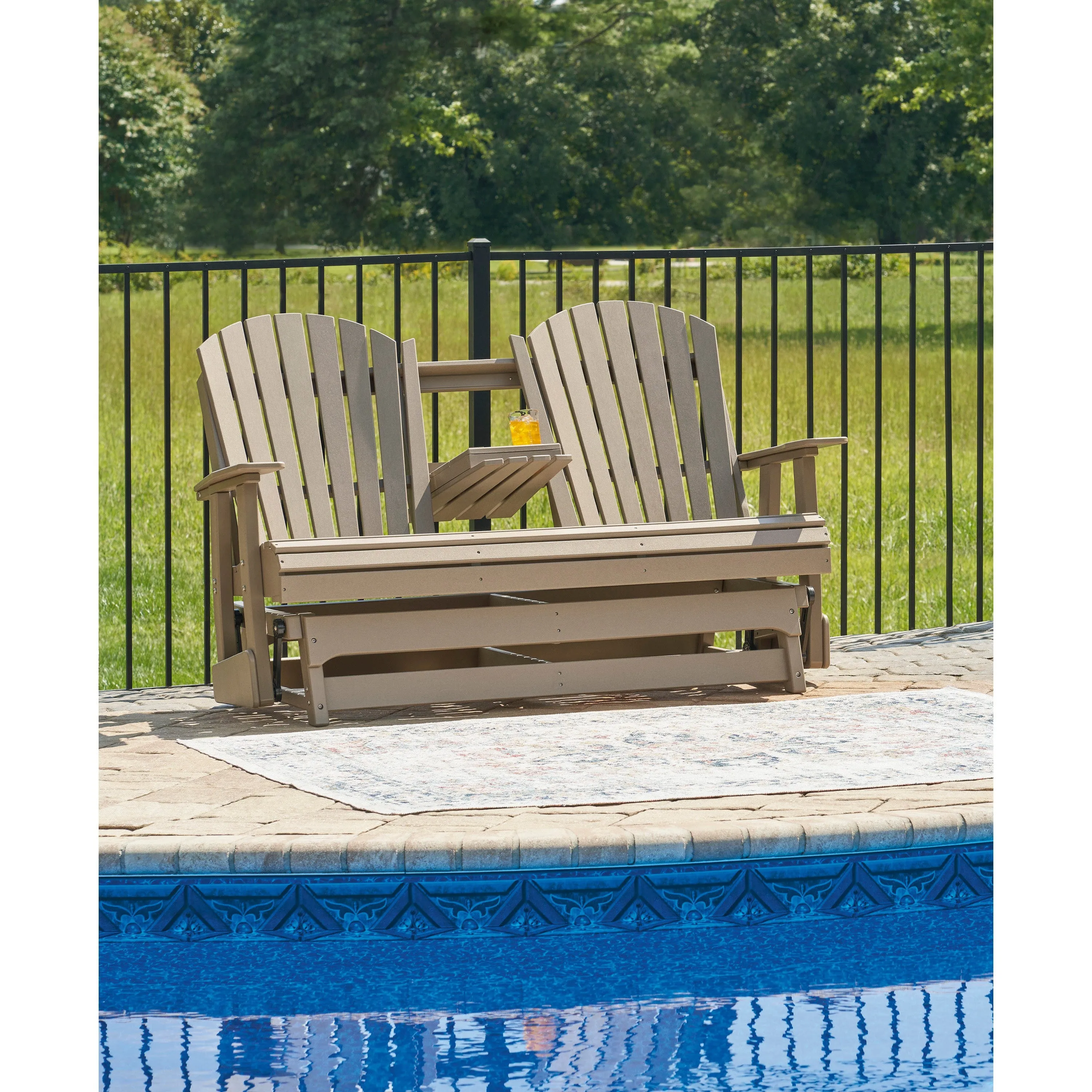 Poly Driftwood Outdoor 67" Swivel Glider Loveseat