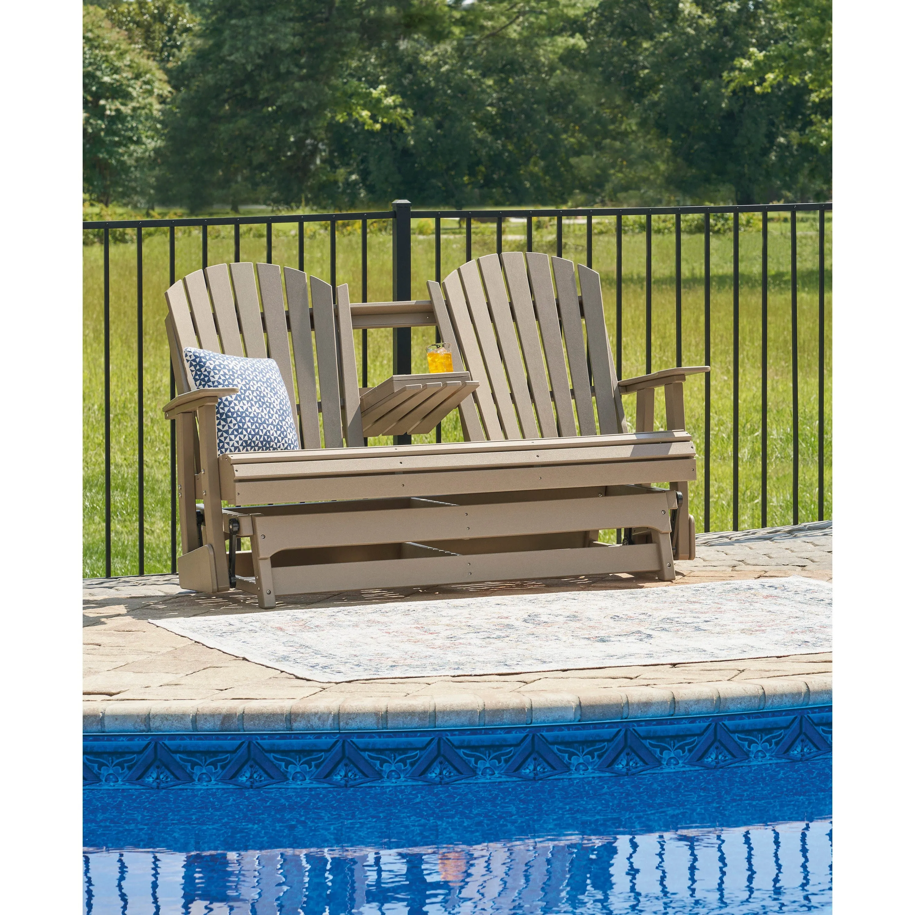 Poly Driftwood Outdoor 67" Swivel Glider Loveseat