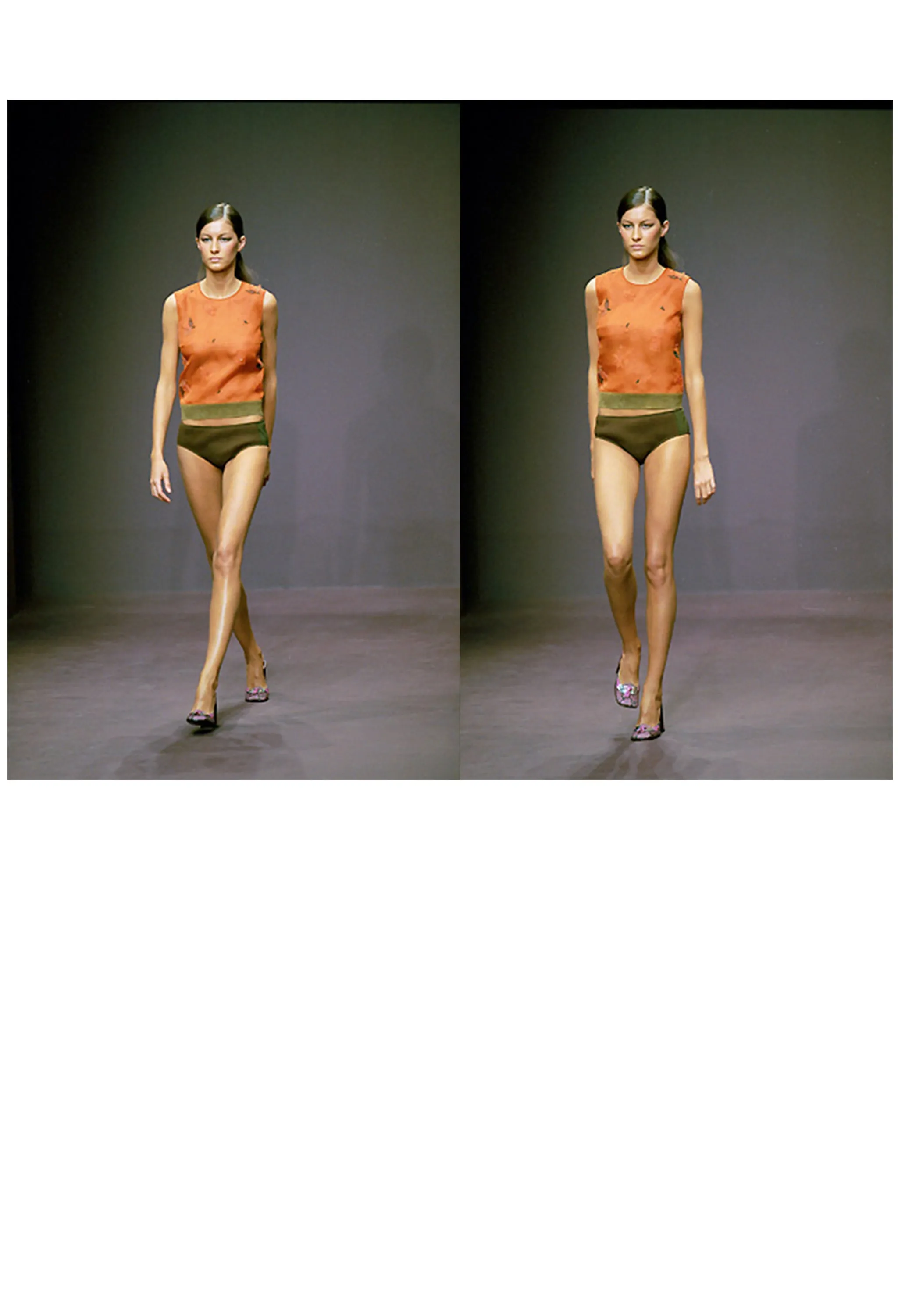 PRADA ORANGE NEOPRENE & SUEDE TOP 1999