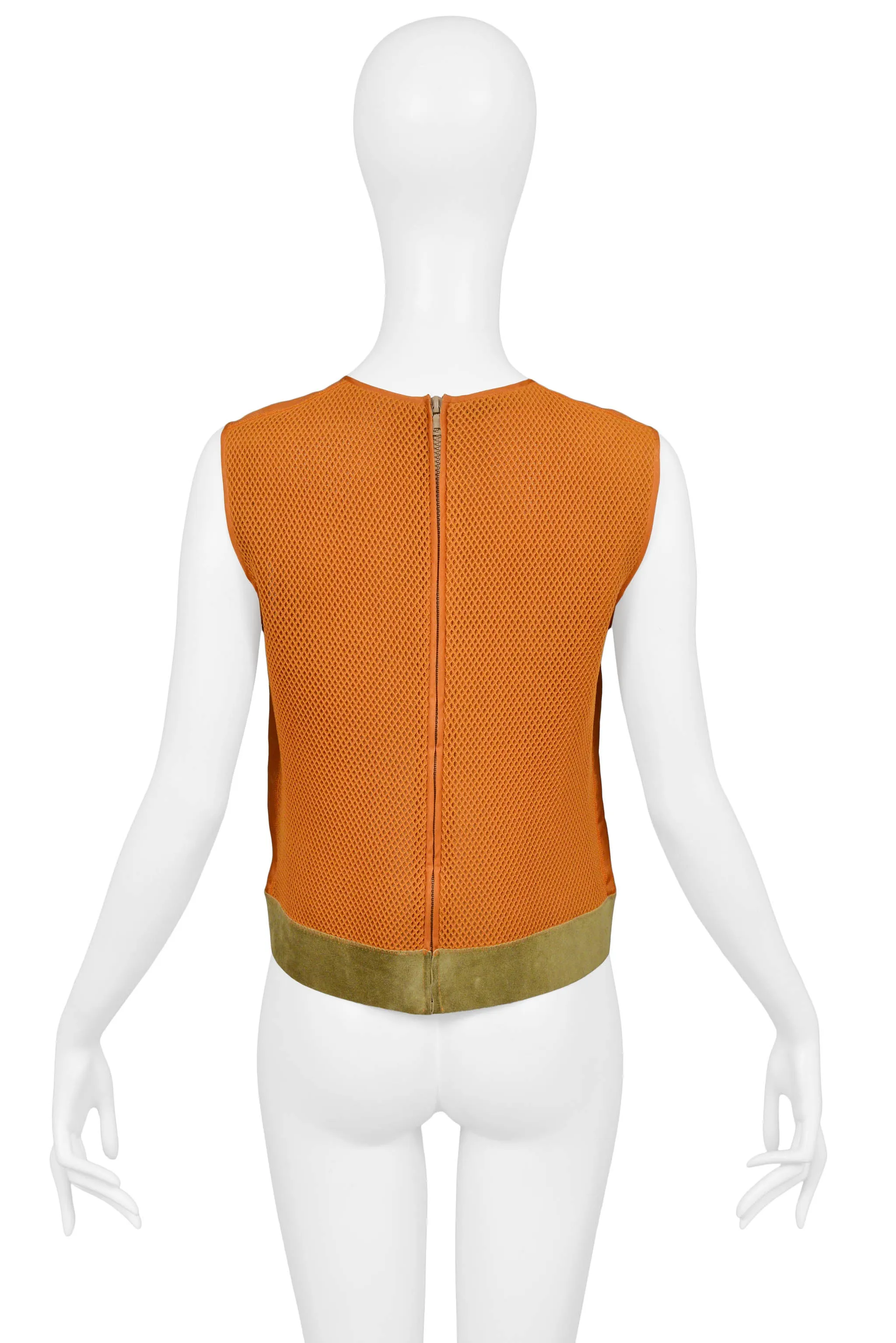 PRADA ORANGE NEOPRENE & SUEDE TOP 1999
