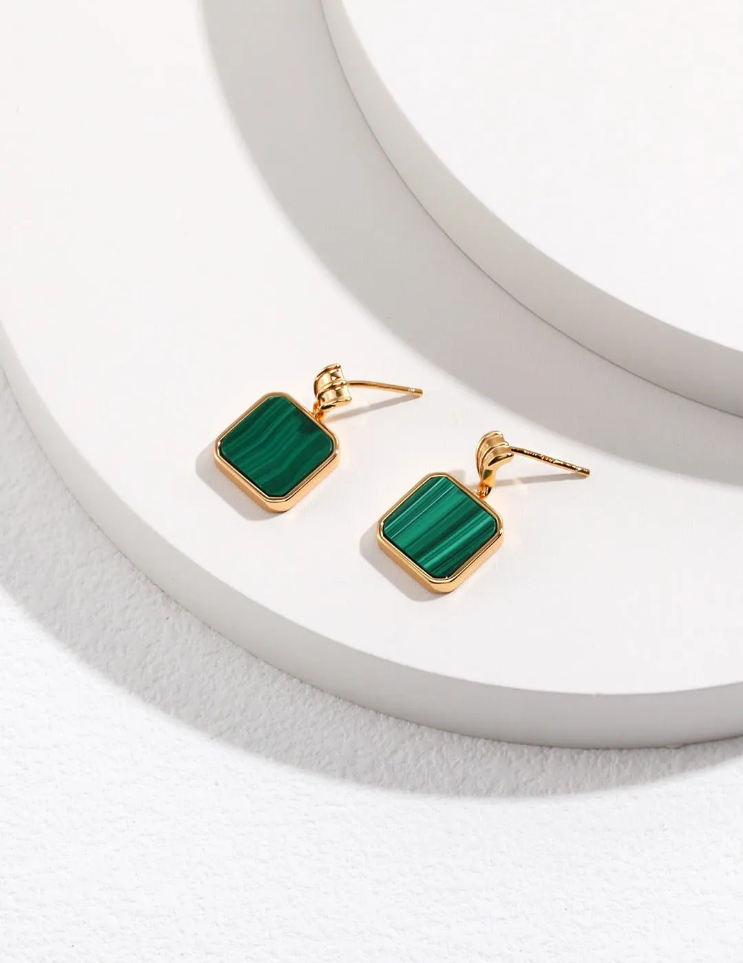 Pure Silver Malachite Earrings