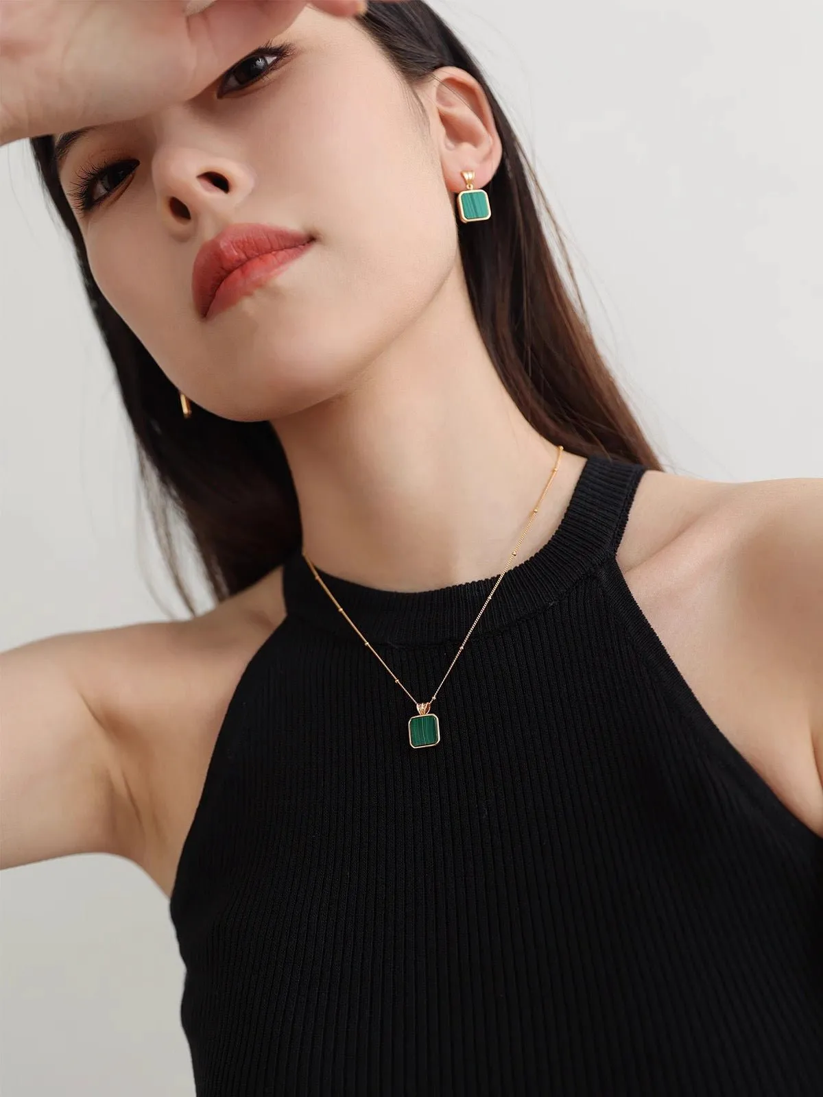 Pure Silver Malachite Earrings