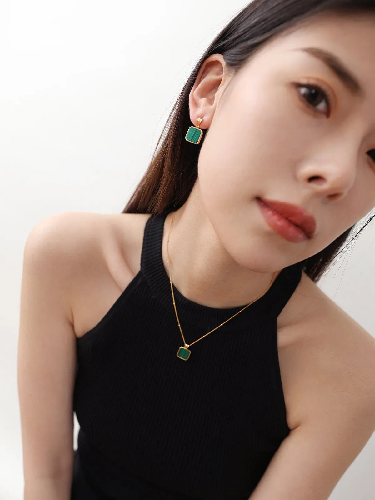 Pure Silver Malachite Earrings