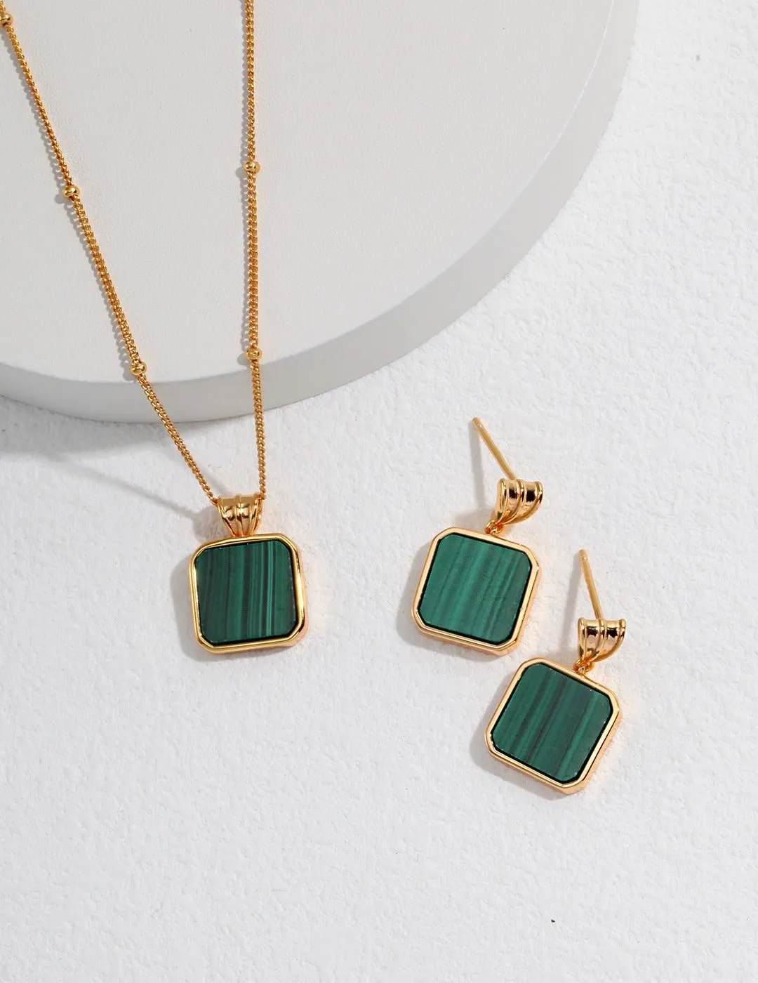 Pure Silver Malachite Earrings