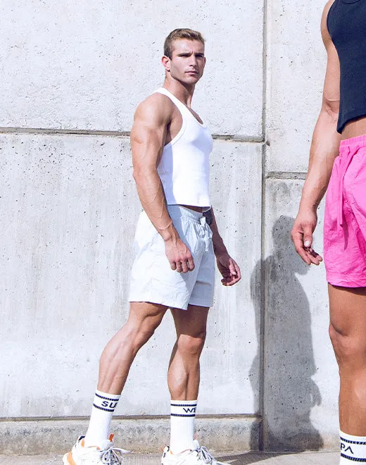 Ribbed Cropped Singlet - White