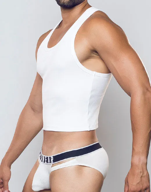 Ribbed Cropped Singlet - White