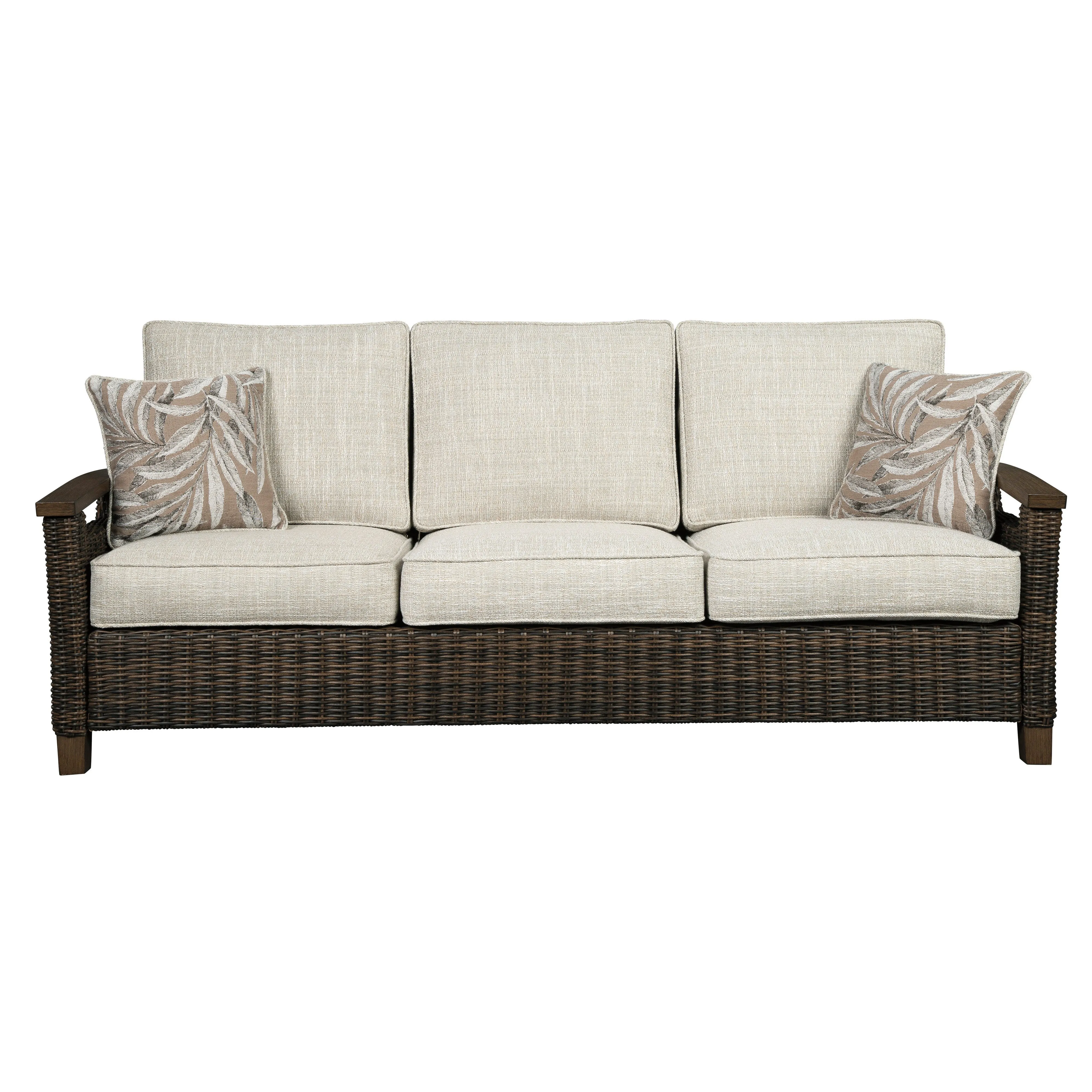 Sea Cliff 4pc Outdoor Seating Set:Sofa   2 Swivel Rocker Club Chairs   Firepit