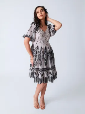 Tribal Print Front Cross Over Short Dress