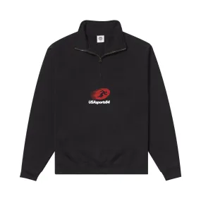 Vice 84 'Sports Runner' Embroidered 1/4 Zip Sweater - Black